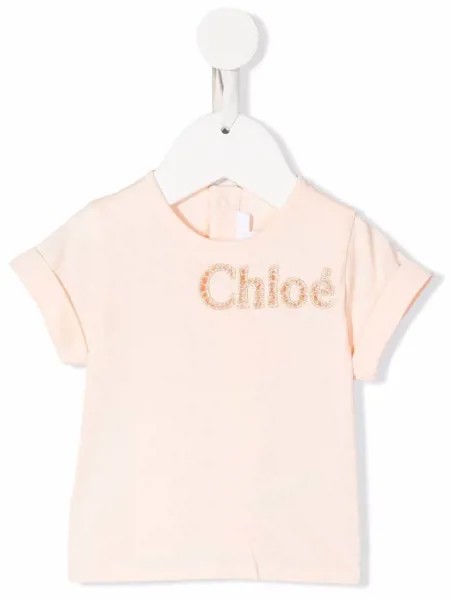 Chloé Kids футболка с вышитым логотипом