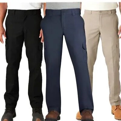 Мужские брюки Dickies, прямые брюки из гибкой ткани, облегающие рабочие брюки-карго с карманами