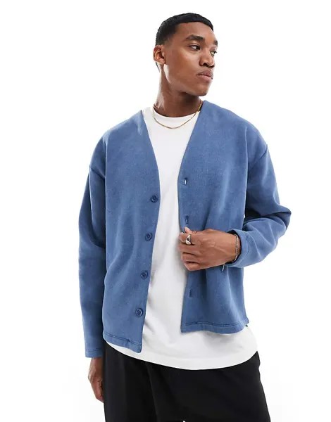 Голубой кардиган оверсайз из джерси ASOS DESIGN