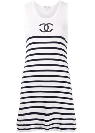 Chanel Pre-Owned полосатое платье-футболка без рукавов