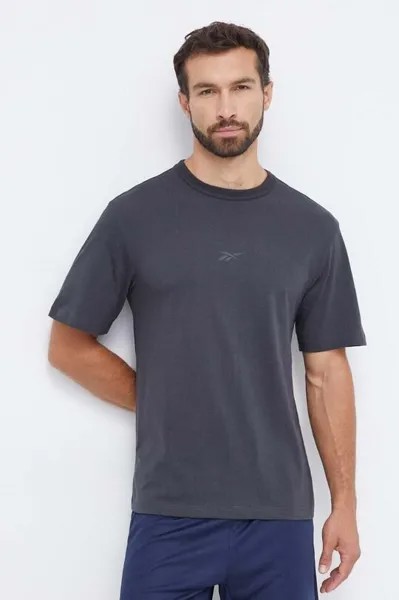 Хлопковая футболка Reebok, серый