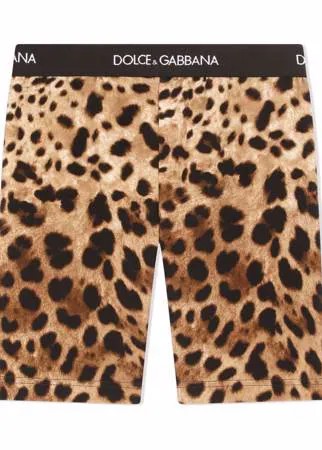 Dolce & Gabbana Kids облегающие шорты с леопардовым принтом