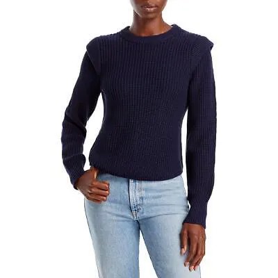 Женский вязаный пуловер в рубчик цвета морской волны с круглым вырезом BHFO 7146
