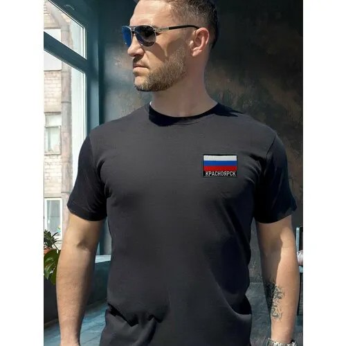 Футболка Красноярск хлопок 100%, размер 2XL, черный
