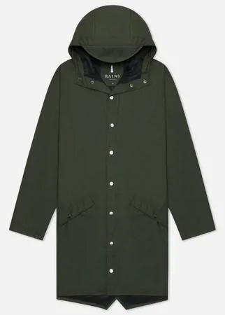 Мужская куртка дождевик RAINS Long Jacket, цвет зелёный, размер S-M