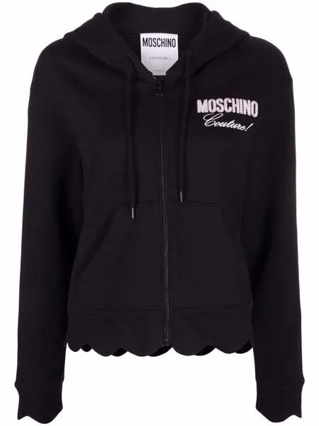 Moschino куртка Couture с капюшоном и вышитым логотипом