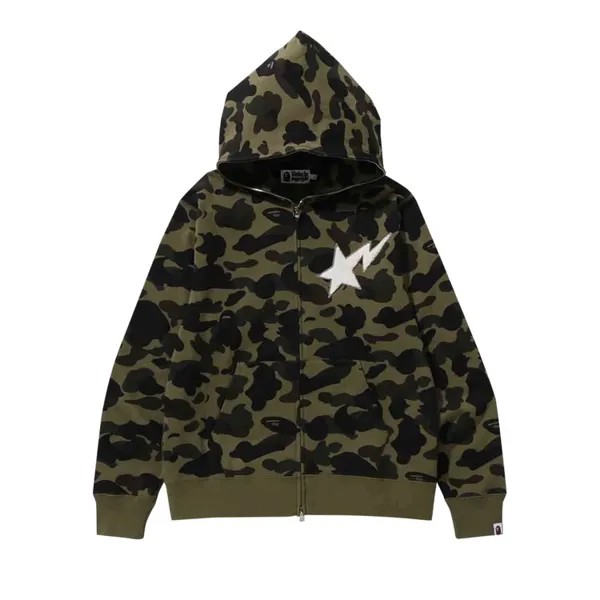 Худи BAPE 1st Camo Full Zip 'Green', зеленый