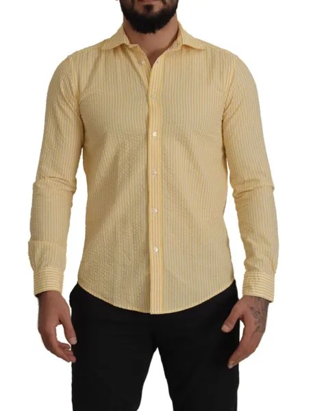 Рубашка XACUS, желтые полоски, 100% хлопок, с длинными рукавами, формальный размер 39/US15,5/S Рекомендуемая розничная цена 150 долларов США