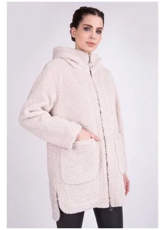 Пальто Electrastyle, искусственный мех, укороченное, силуэт свободный, карманы, капюшон, размер 52, розовый