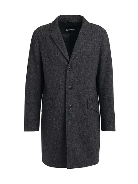 Шерстяное пальто Harrow с узором «в елочку» Barbour, цвет charcoal