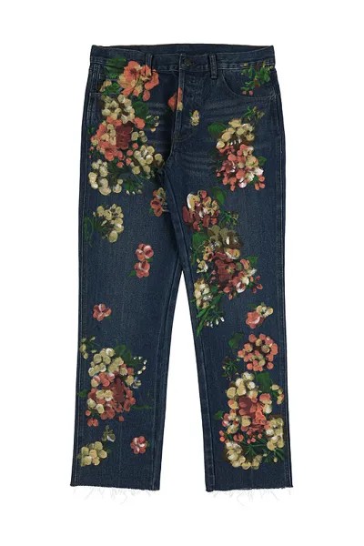Мужские и женские джинсы с цветочным принтом, джинсы в стиле хип-хоп, 2021