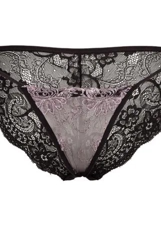 Le Cabaret Трусы трусики-танга низкой посадки с вышивкой и кружевами Шароль, размер 38-48, черный/светло-розовый