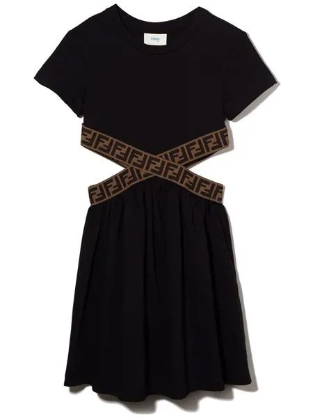 Fendi Kids платье с короткими рукавами и логотипом FF