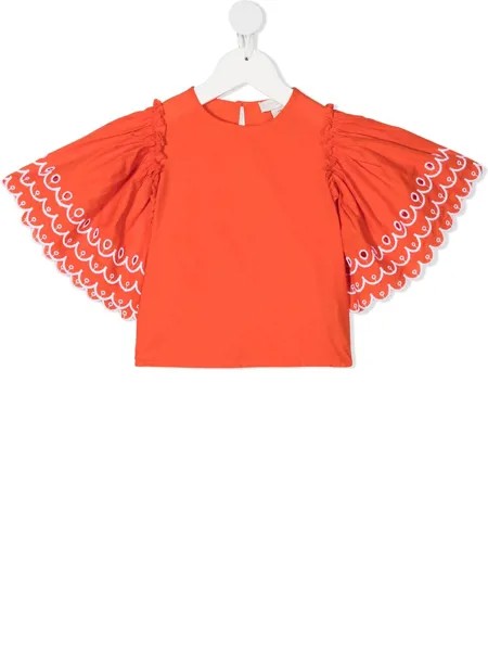 Stella McCartney Kids блузка с фестонами и рукавами колокол