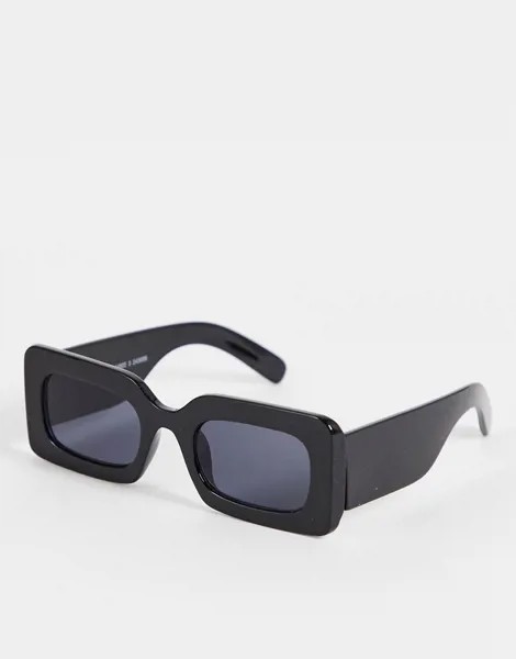Черные прямоугольные солнцезащитные очки Monki Aggy-Черный цвет