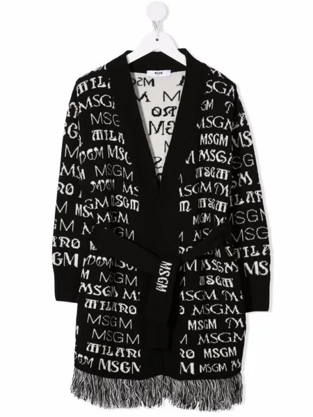 MSGM Kids кардиган вязки интарсия с бахромой