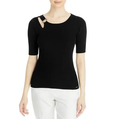 Женская черная блузка с круглым вырезом T Tahari, пуловер, верхняя рубашка S BHFO 4088