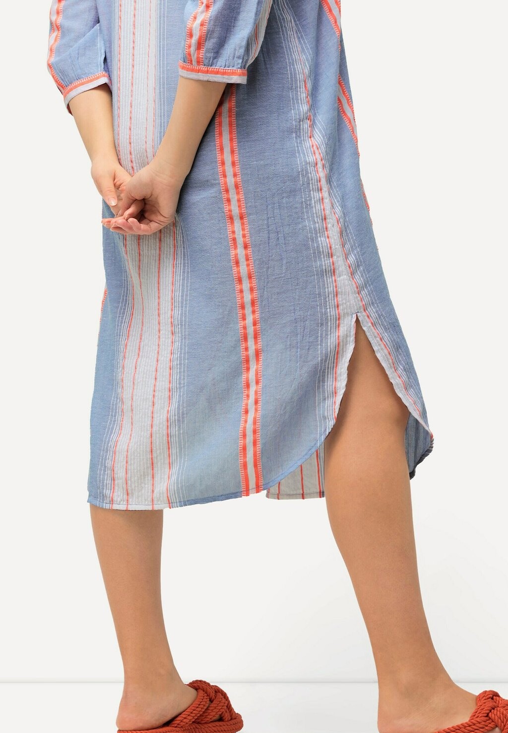 Повседневное платье STRIPE 3/4 SLEEV V-NECK Ulla Popken, светло-голубой