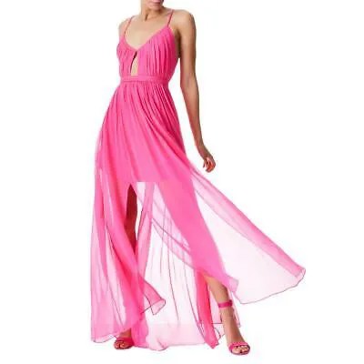 Женское розовое шелковое платье макси с V-образным вырезом и вырезом Alice and Olivia Tamar 2 BHFO 8592