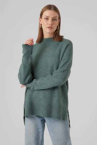 Женский свитер оверсайз с воротником Perkins Vero Moda, зеленый