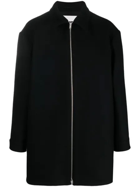Jil Sander шерстяное пальто на молнии, синий