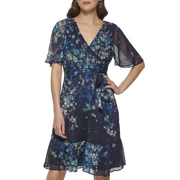 Платье DKNY, V-Neck Cape Sleeve Dress