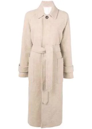 AMI Paris длинное пальто с рукавами-реглан и поясом