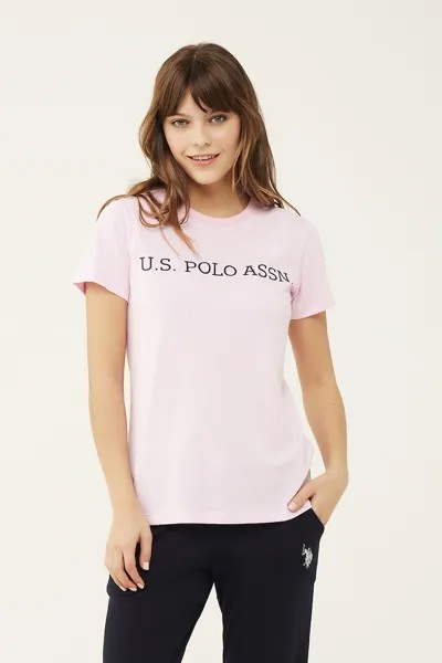 Футболка из домашнего хлопка с логотипом U S Polo Assn , розовый