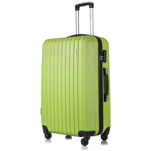 Чемодан L'case, ABS-пластик, рифленая поверхность, опорные ножки на боковой стенке, 90 л, размер L, зеленый