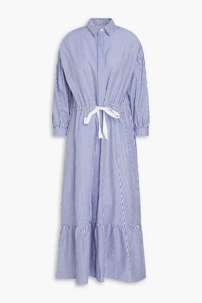 Полосатое платье-рубашка миди из хлопкового поплина Chinti & Parker, синий