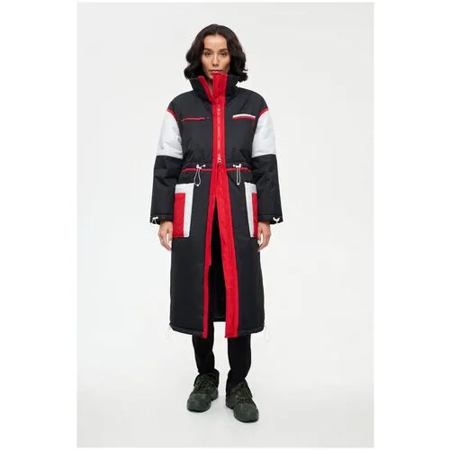Пальто утеплённое комбинированное SHI-SHI (44, черный, утепление)