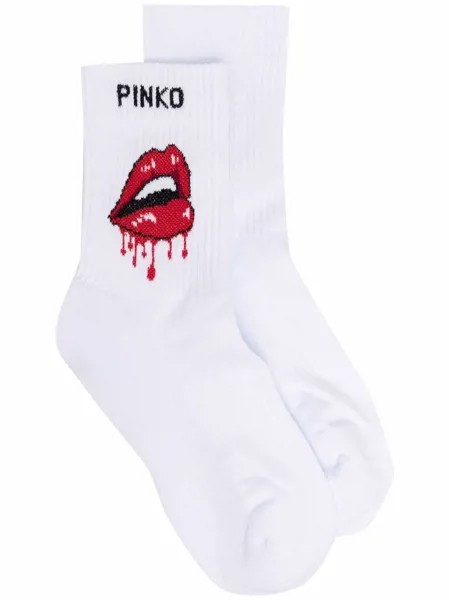 PINKO dripping-lips logo socks