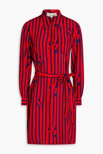 Платье-рубашка мини из крепдешина с принтом Prita Diane Von Furstenberg, красный