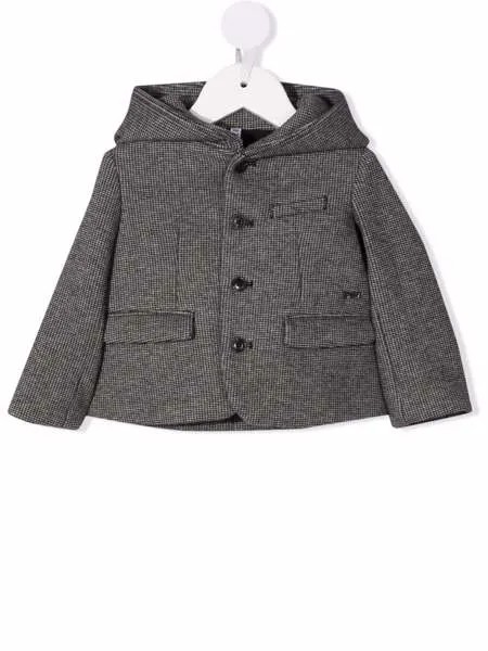 Emporio Armani Kids однобортное пальто в клетку