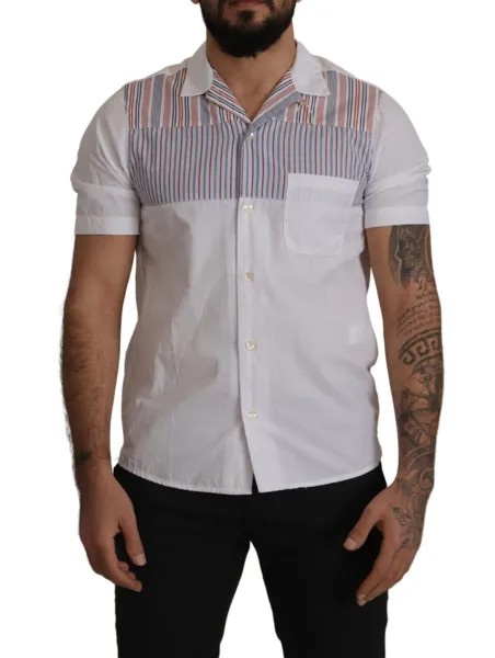 MASTER COAT Рубашка в белую полоску, хлопок, с короткими рукавами, повседневная, 39/US15,5/S $150