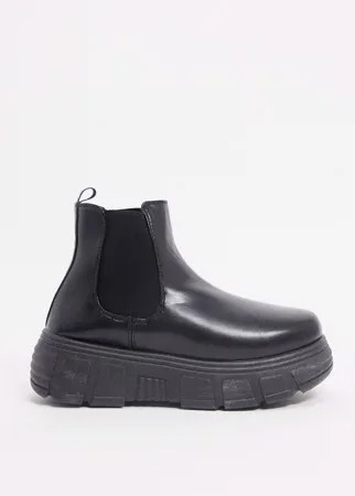 Черные ботинки челси из искусственной кожи на массивной подошве Koi Footwear-Черный цвет