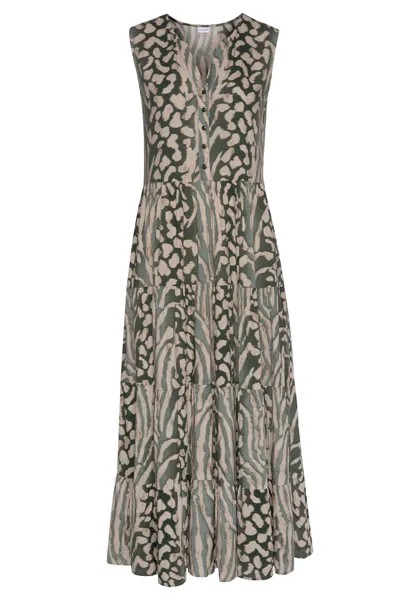 Платье LASCANA Maxi, цвет grün-taupe-bedruckt