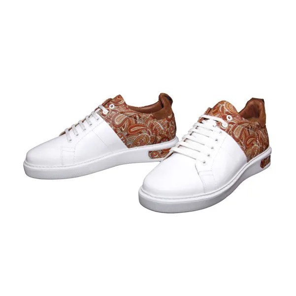 Высококачественная спортивная обувь ручной работы, натуральная кожа, белые оранжевые коричневые, легкие модные кроссовки, 3D Цветочная живо...