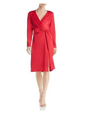 Женское красное вечернее платье Jaygodfrey с длинным рукавом и V-образным вырезом выше колена 2