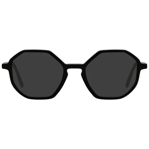 Солнцезащитные очки Forever, шестиугольные, оправа: пластик, для женщин, черный