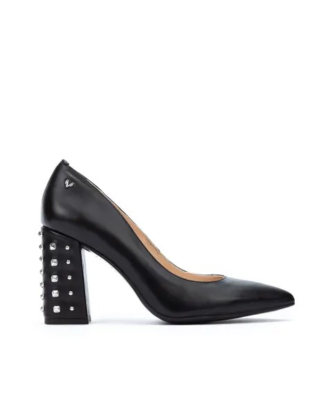 Женские кожаные туфли на квадратном каблуке черного цвета Martinelli, черный