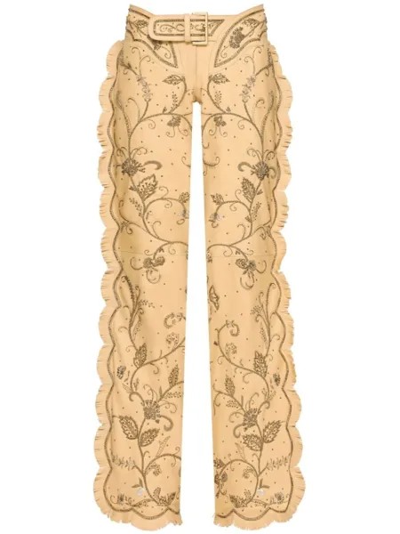 Dolce & Gabbana декорированные кожаные брюки KIM DOLCE&GABBANA, нейтральный цвет