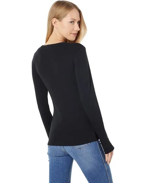 Футболка Lilla P 1x1 Rib Long Sleeve Crew Neck Tee, черный