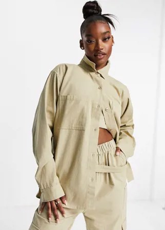 Бежевая рубашка бойфренда в стиле oversized Missguided-Neutral
