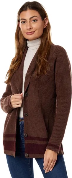 Свитер Striped Shawl Collar Cardigan Pendleton, цвет Brown Heather/Maroon