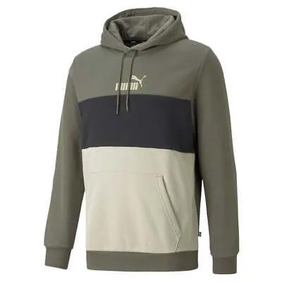 Puma Essentials+ Colorblock Pullover Hoodie Mens Green Повседневная верхняя одежда 587917-4