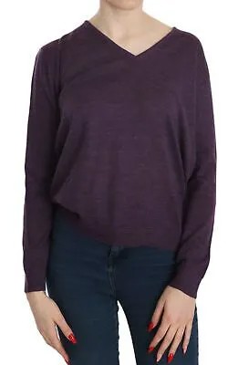 BYBLOS Шерстяной свитер Фиолетовый пуловер с длинными рукавами и v-образным вырезом s. Рекомендуемая розничная цена XXL: 200 долларов США.