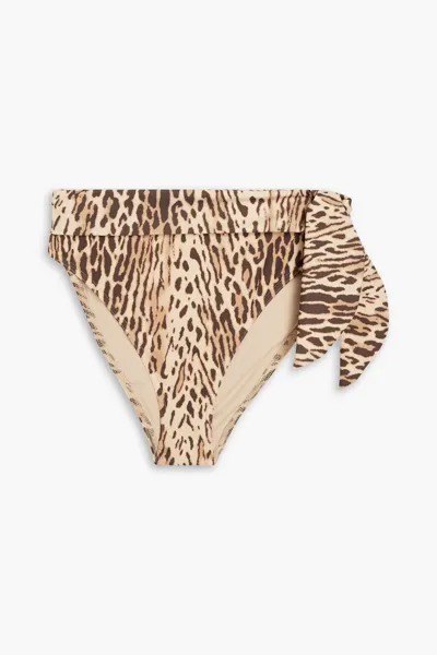 Трусики бикини с завышенной талией и завязками с леопардовым принтом Zimmermann, цвет Animal print