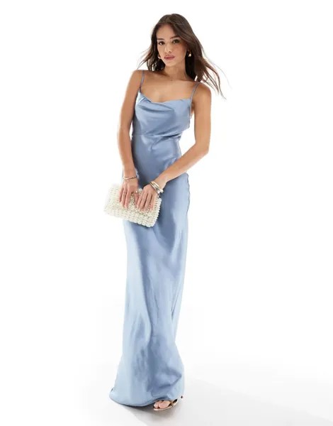 Атласное платье макси с воротником-хомутом Pretty Lavish Bridesmaid Keisha