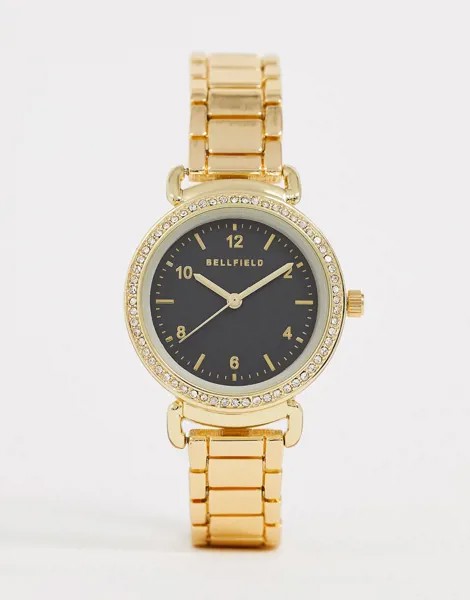 Женские наручные часы с черным циферблатом Bellfield-Золотой